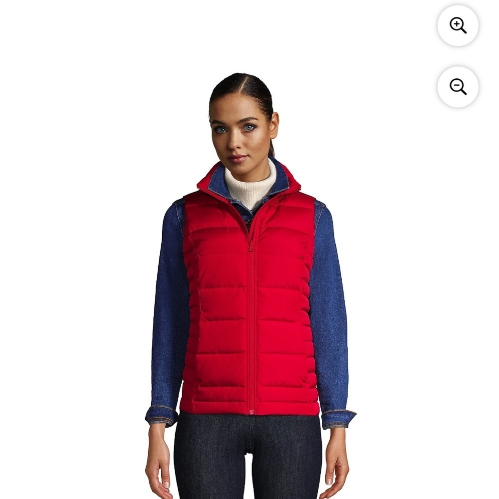 Lands' End 600 Down-filled Red Quilted Puffer Vest